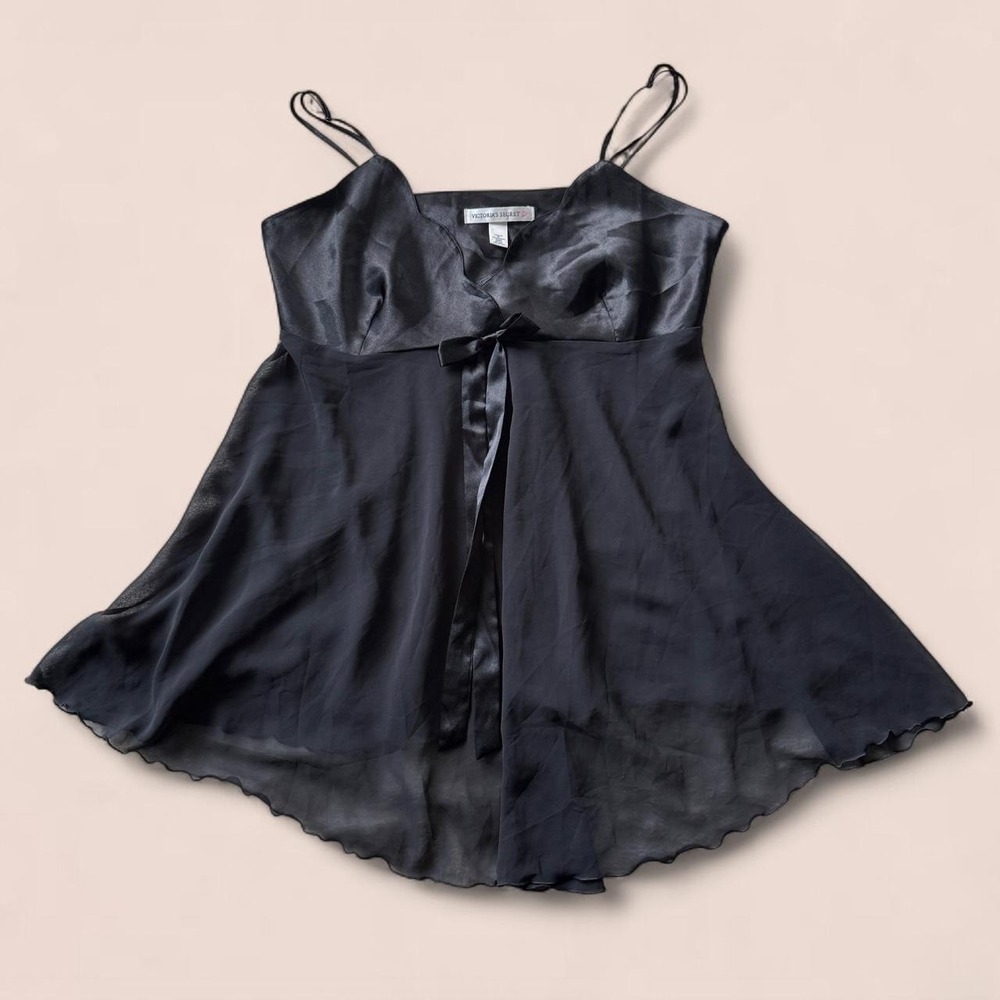 Victoria's Secret Women's XL Black Sheer Babydoll Lingerie Slip Dress